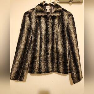 Beautiful Chicos fuzzy/furry jacket 5 Black Button